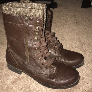 brown combat boots